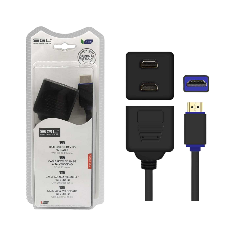 Разклонител на HDMI - Splitter - A2508 - HDMI мъжки/2xHDMI женски - 25cm - 095912