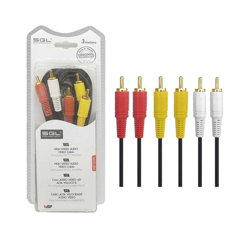 RCA кабел - 306A - 6 мъжки конектора - 3м - 096100