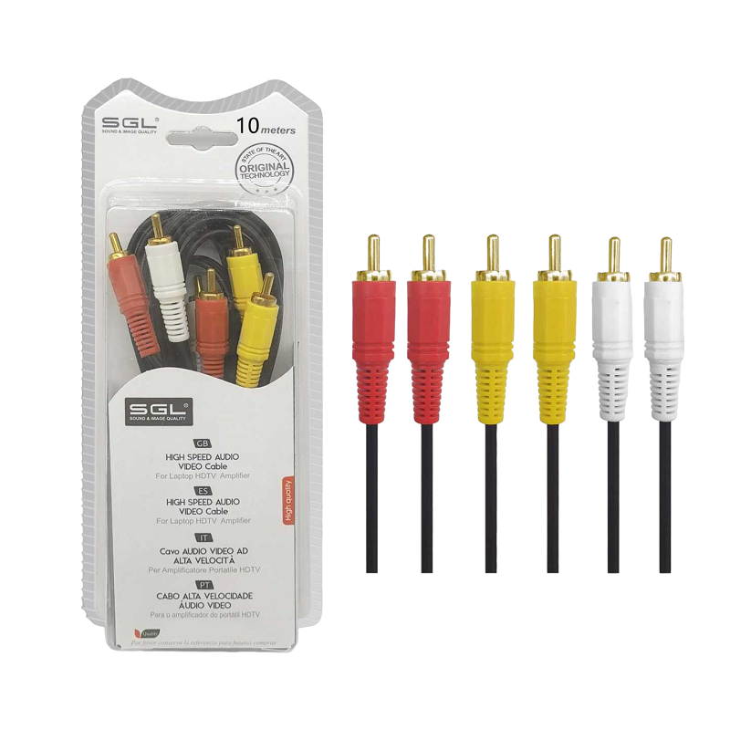 RCA кабел - 306A - 6 мъжки конектора - 10м - 096124