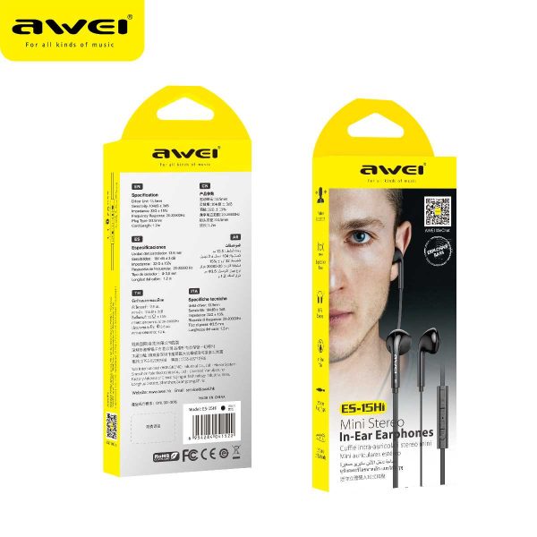 Слушалки с кабел - ES-15hi - AWEI - 041522 - Черни