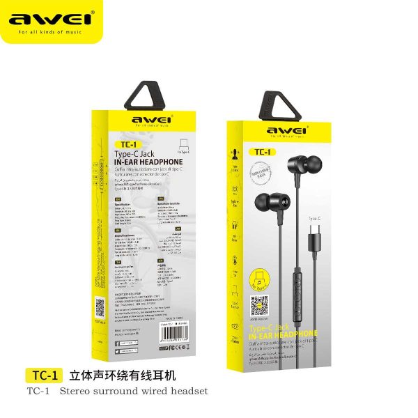 Слушалки с кабел - TC-1 - Type-C - AWEI - 015738