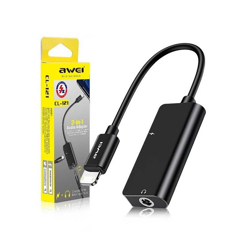 Lightning адаптер към Lightning и жак 3.5мм - CL-121 - AWEI - 888087