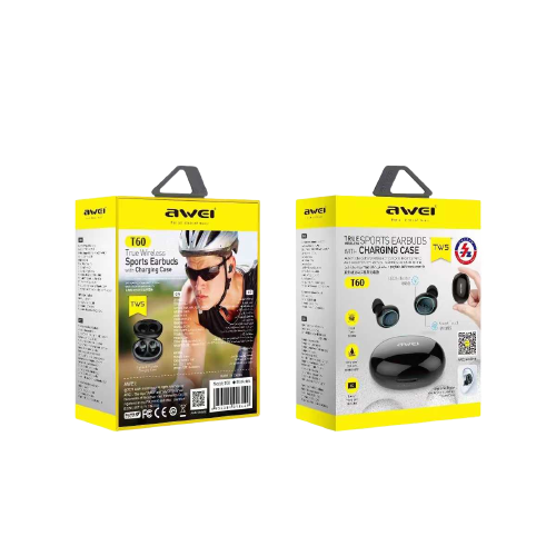 Безжични слушалки с калъф за зареждане - Bluetooth- T60 - AWEI - 888841