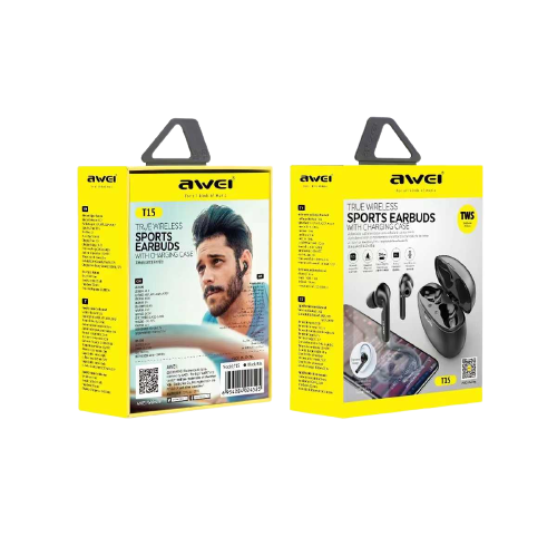 Безжични слушалки с калъф за зареждане - Bluetooth - T15 - AWEI - 888896