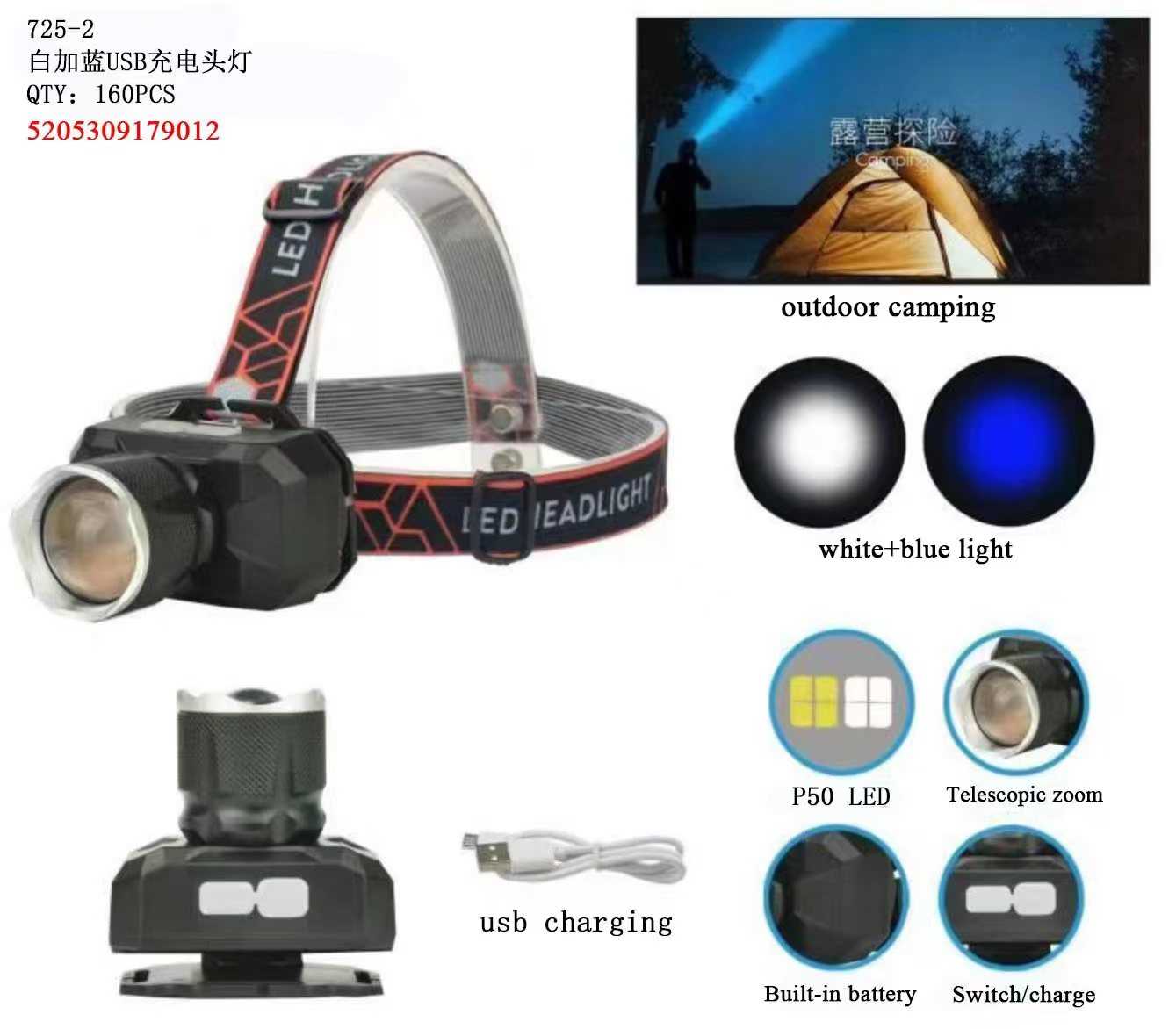 LED челник - Headlamp - 725-2 - 179012