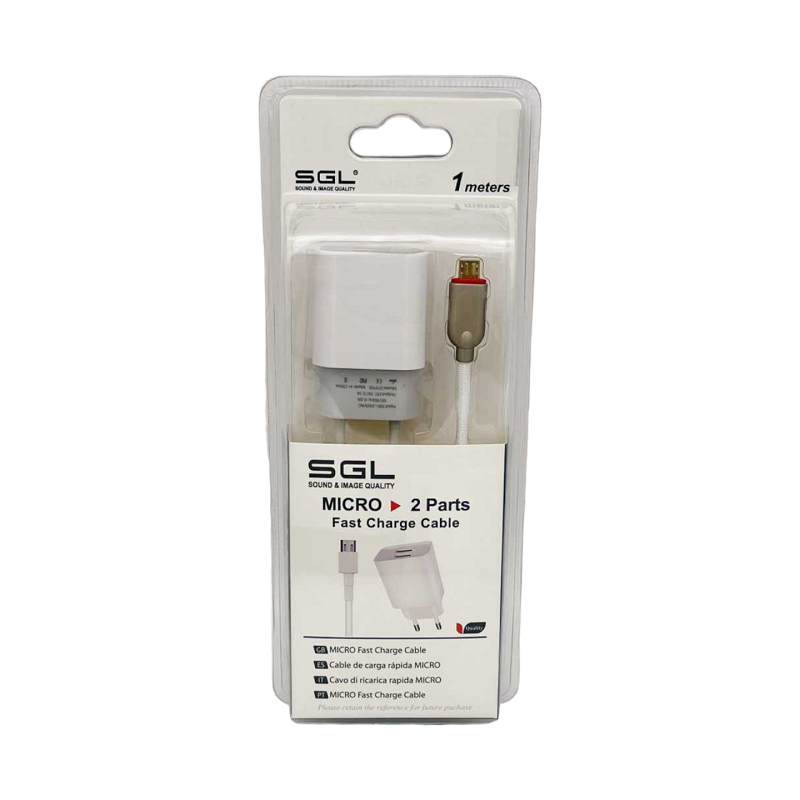 Адаптер за зареждане с кабел и 2 USB порта - Micro USB - Бързо зареждане - FA13-S2 - 1м - 099477
