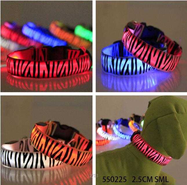 Нашийник за кучета с LED осветление - 2,5 см - S/M/L - 550225