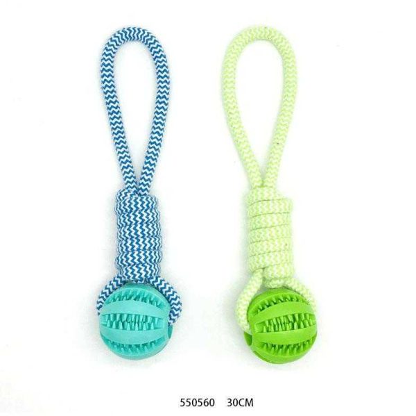 Въжена играчка за кучета с топка за дъвчене – 30 см – 5505600