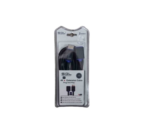 HDMI кабел с мъжки и женски конектор - Ъглов - A1592C - 3м - 095677