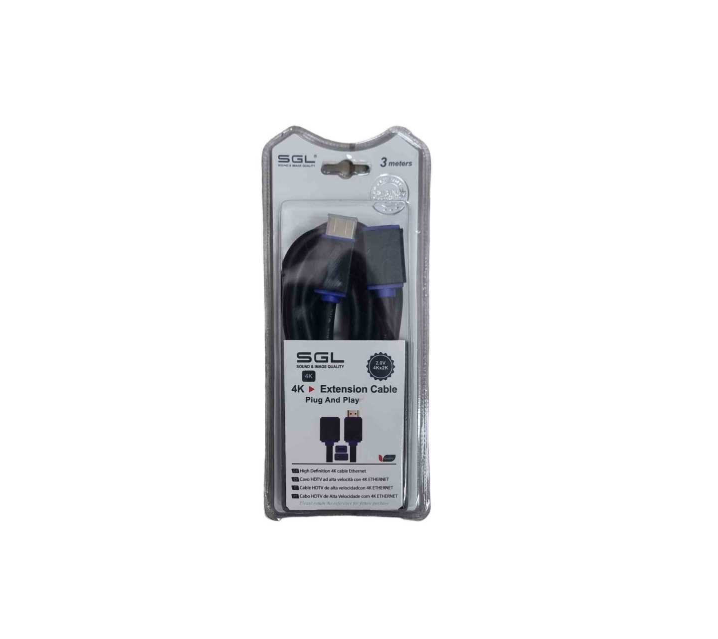 HDMI кабел с мъжки и женски конектор - Ъглов - A1592C - 3м - 095677
