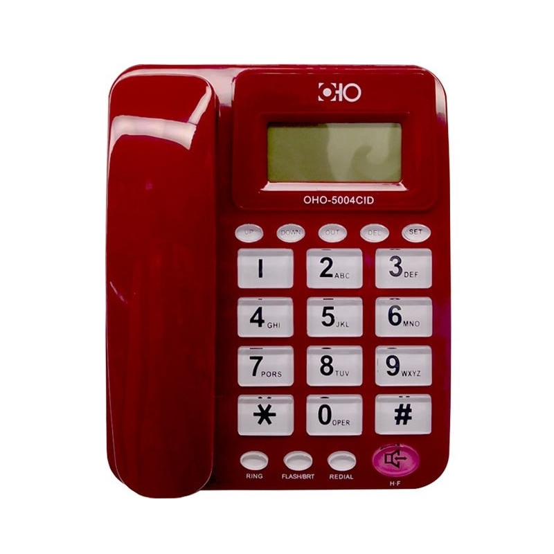 Стационарен телефон с кабел - OHO - 5004 - 650044 - Червен