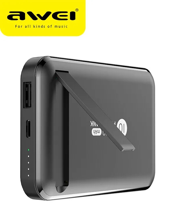 Външна батерия с кабелно и магнитно зареждане - P139K - 10.000mah - 22.5W - AWEI - 002400 - Черна