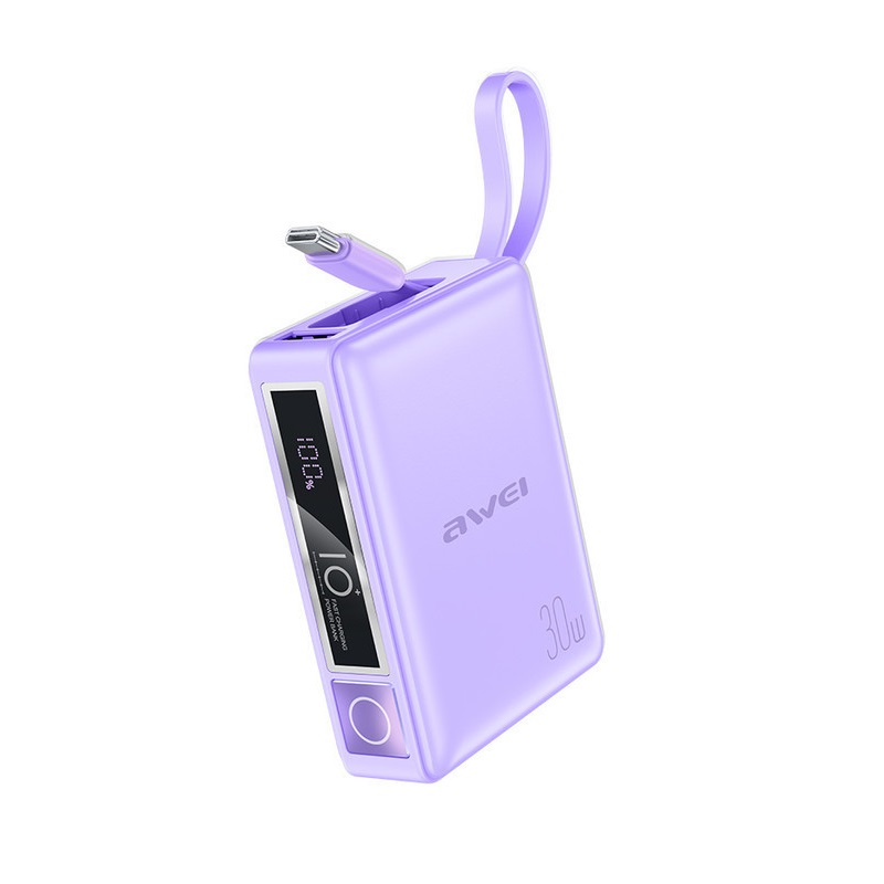 Външна батерия - P87K - 10.000mah - 30W - AWEI - 008730 - Лилава