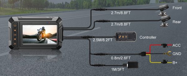 Регистратор за мотоциклети - 3'' - M4A - WiFi - 811467