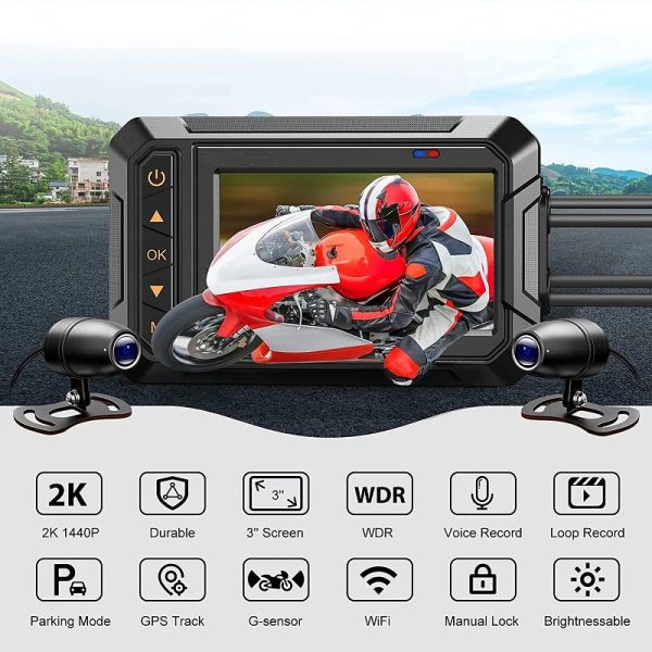 Регистратор за мотоциклети - 3'' - M4A - WiFi - 811467