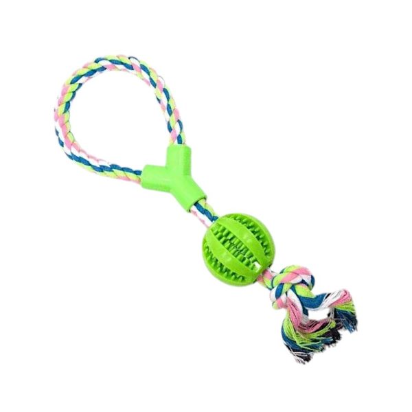 Въжена играчка за кучета с топка – 38 см – 550636