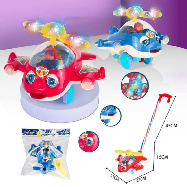 Играчка за бутане със светлини - Самолет - 701 - 117276 - Червен