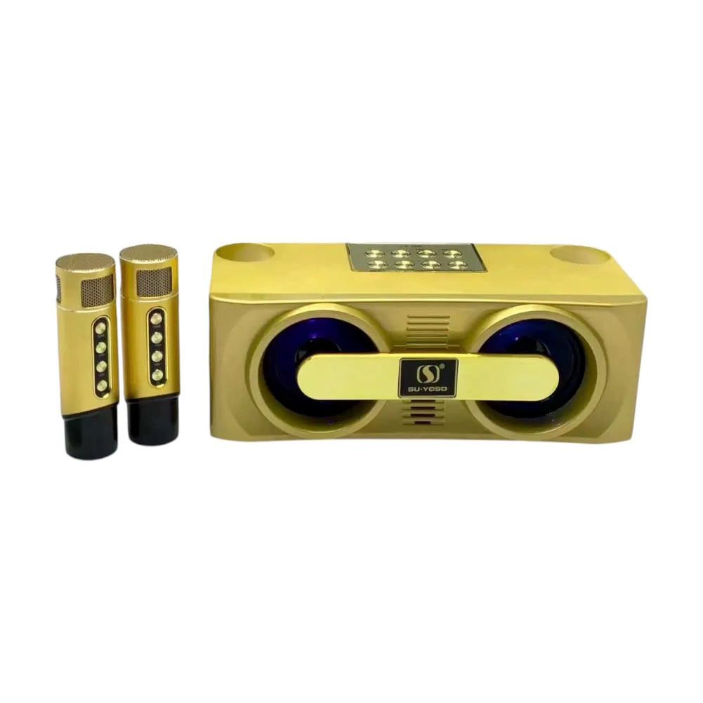 Bluetooth тонколонка с два микрофона - YS-205 - 887226 - Златиста