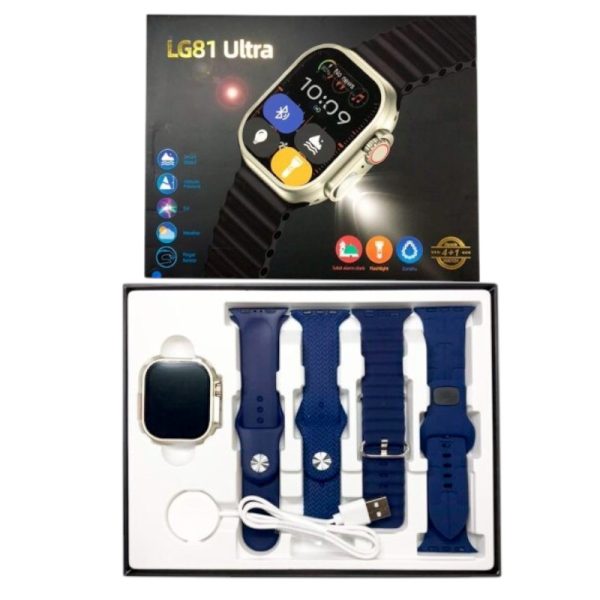 Смарт часовник с 4 каишки - LG81 Ultra - 065110 - Син