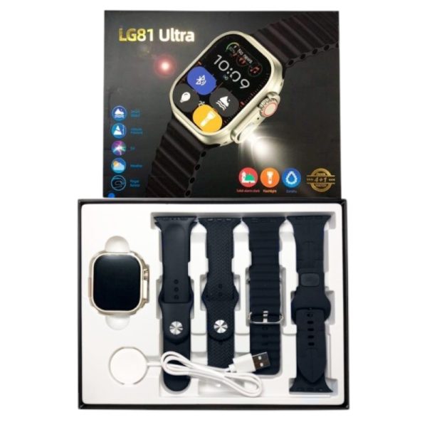 Смарт часовник с 4 каишки - LG81 Ultra - 065110 - Черен