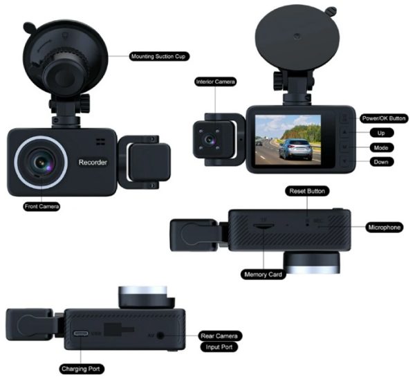 Автомобилен рекордер с 3 камери - S23 - 812846