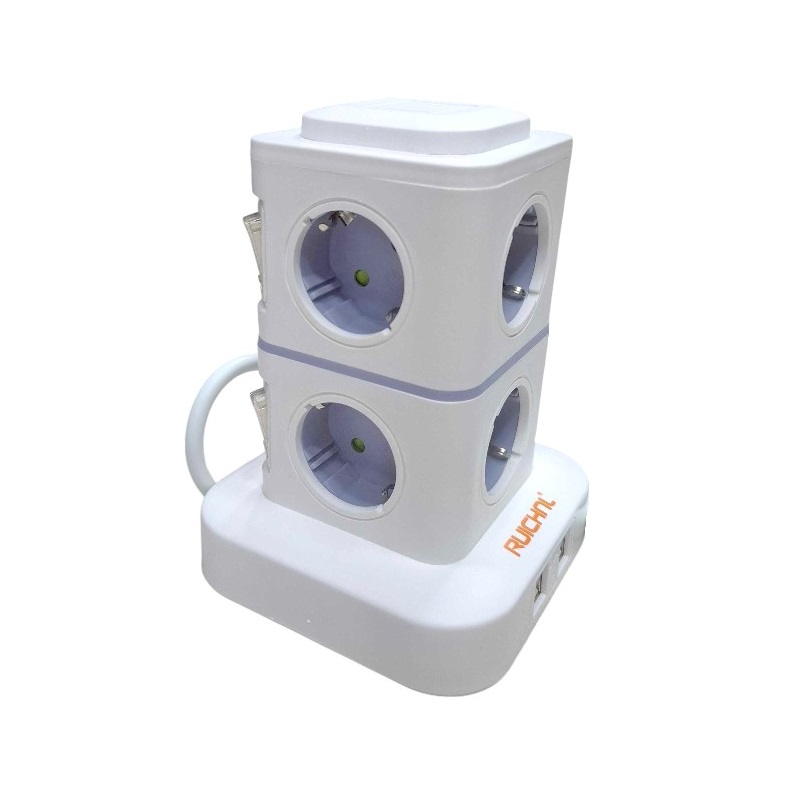 Κάθετο πολύπριζο 8 θέσεων με διακόπτες & 4xUSB - Σούκο - 3m - RC-G8P-4U - 008237